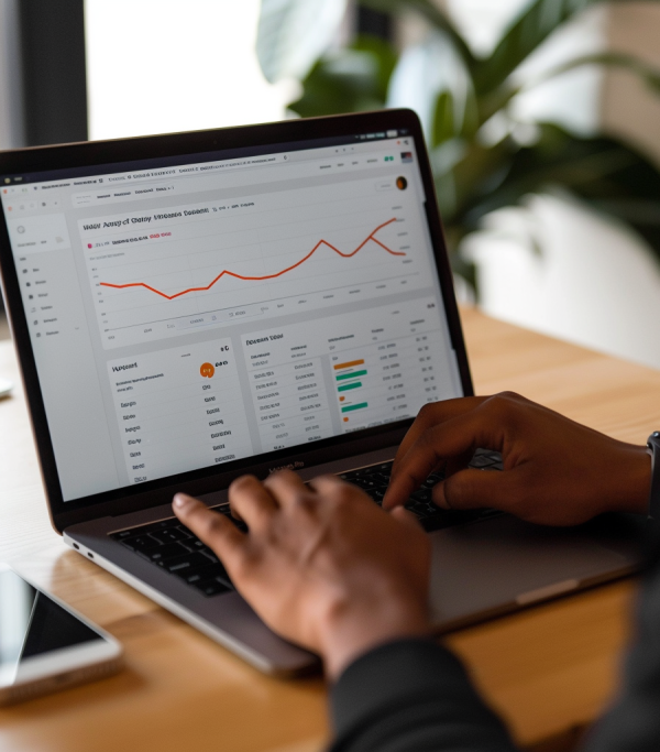 a person typing on a laptop